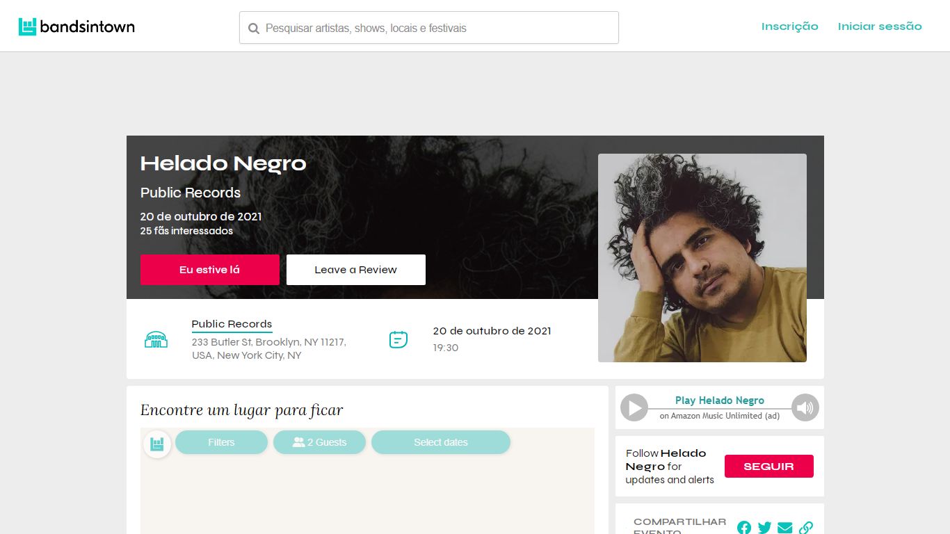 Bandsintown | Helado Negro Ingressos - Public Records, 20 de outubro de ...